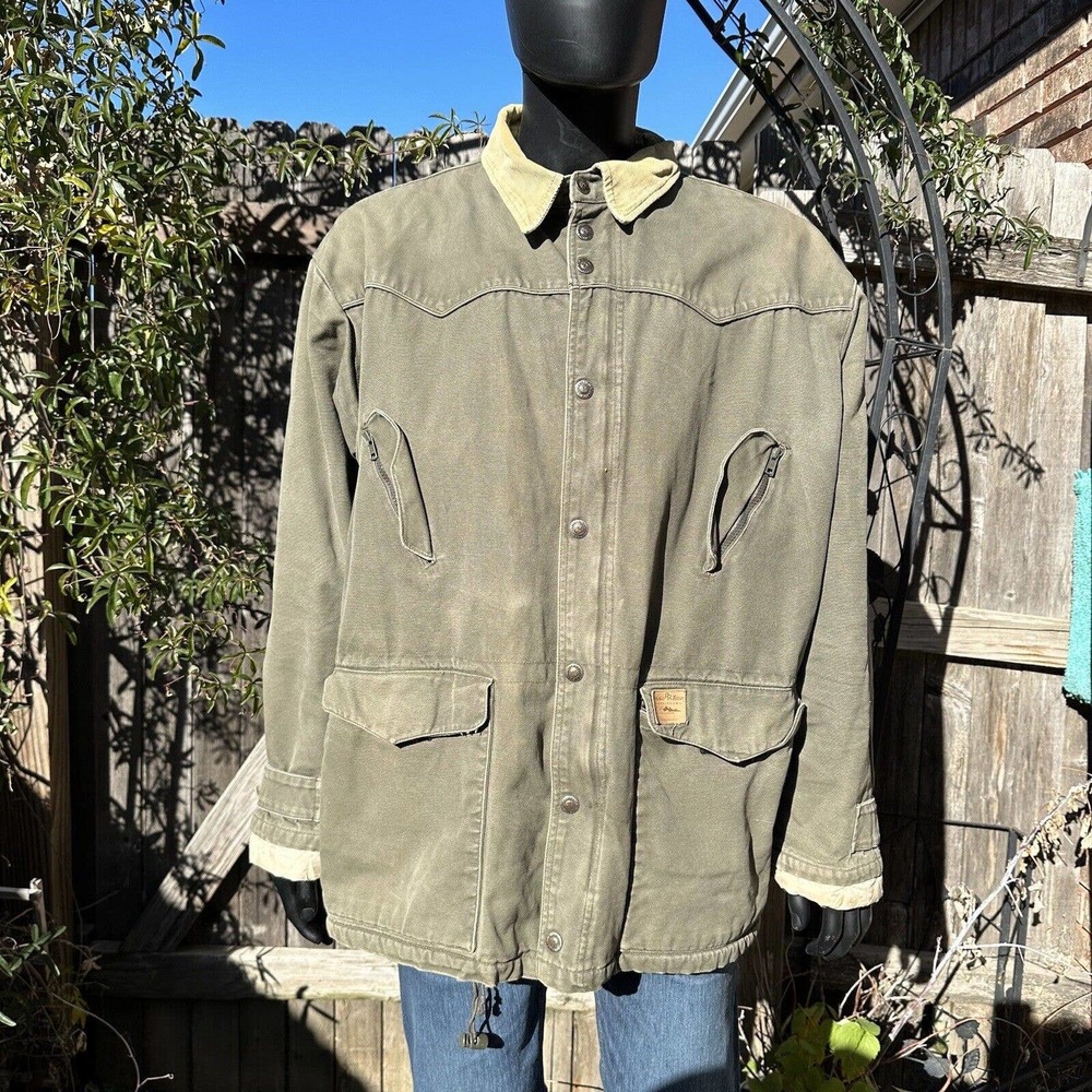 Powder River‎ Outfitters Mens XL Chore Western Work Rancher Green Jacket Sherpa